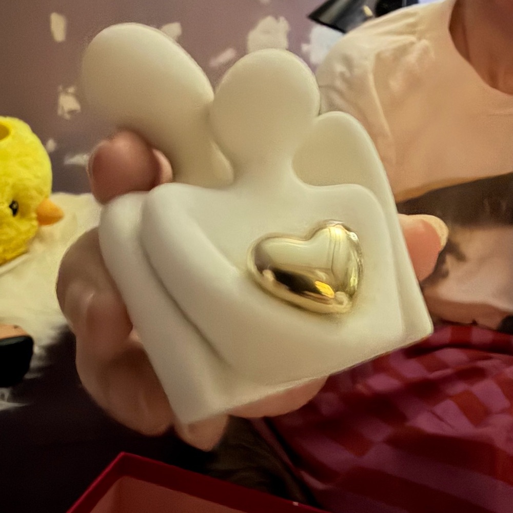 White Ceramic Couple Figurine with Gold Heart Accent